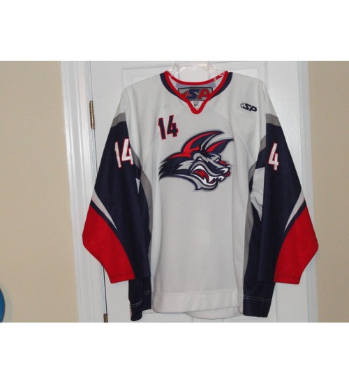 Custom ECHL Elmira Jackals 14 Topher Scott Hockey Jersey Home White